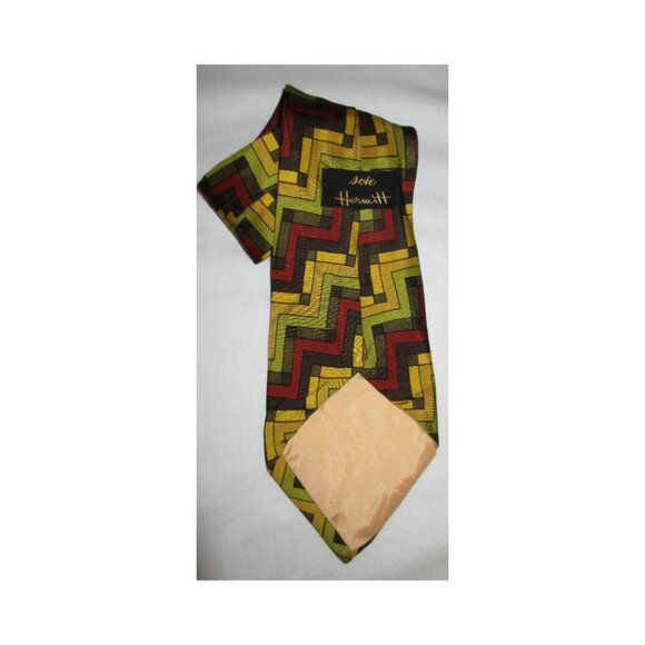 Vintage 1960's Hermitt Geometric Print Italian Silk Necktie Mid-Century - Picture 4 of 5